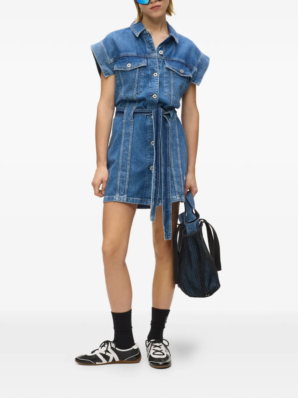 Karl Lagerfeld Jeans Mini-jurk met ceintuur Blauw