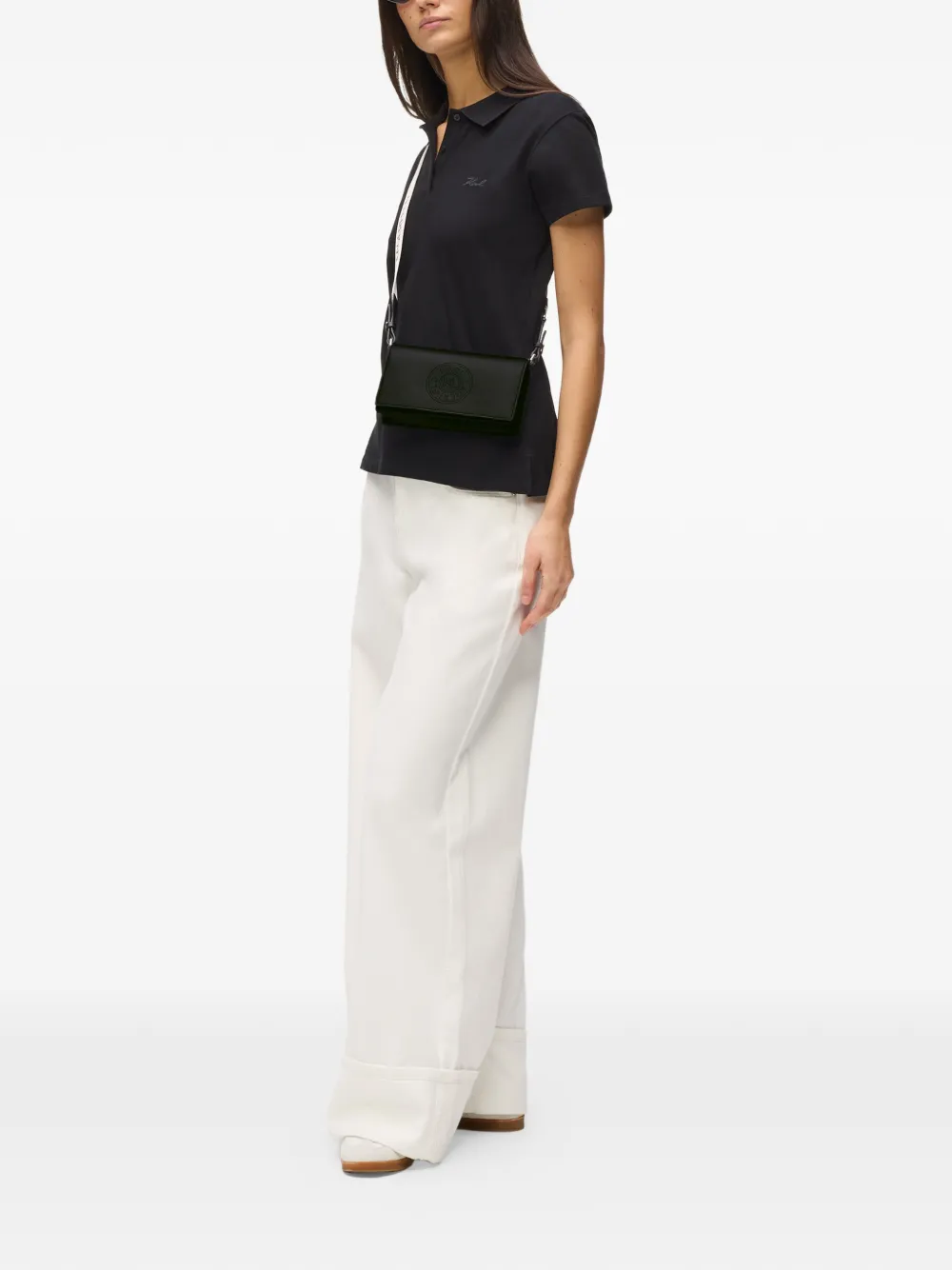 Karl Lagerfeld K Circle kleine leren crossbodytas Zwart