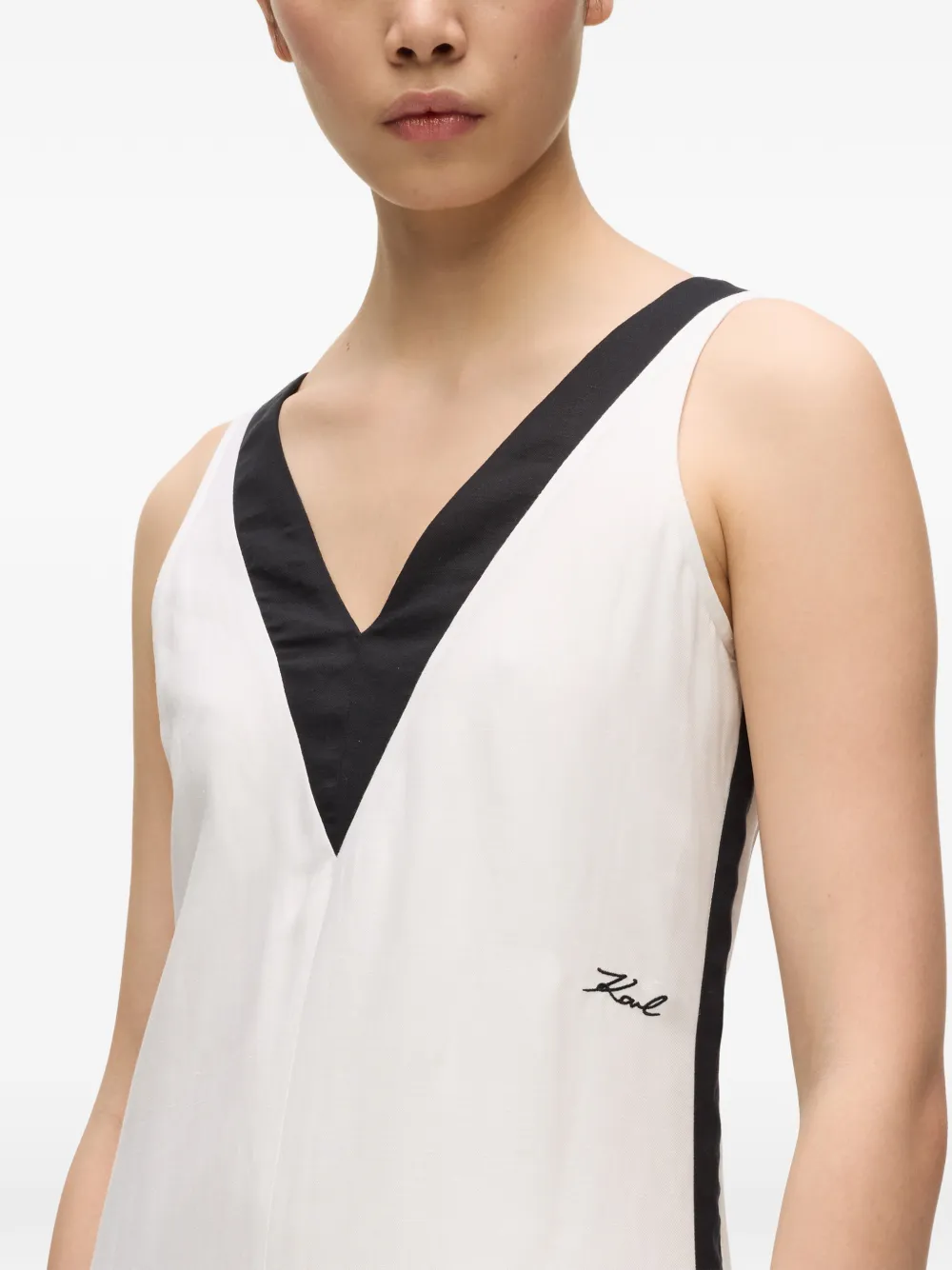 Karl Lagerfeld Monochrome midi-jurk met V-hals Wit