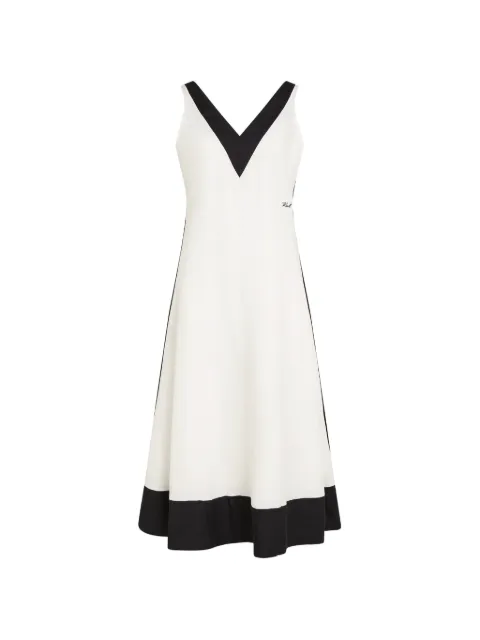 Karl Lagerfeld Monochrome Midikleid mit V-Ausschnitt