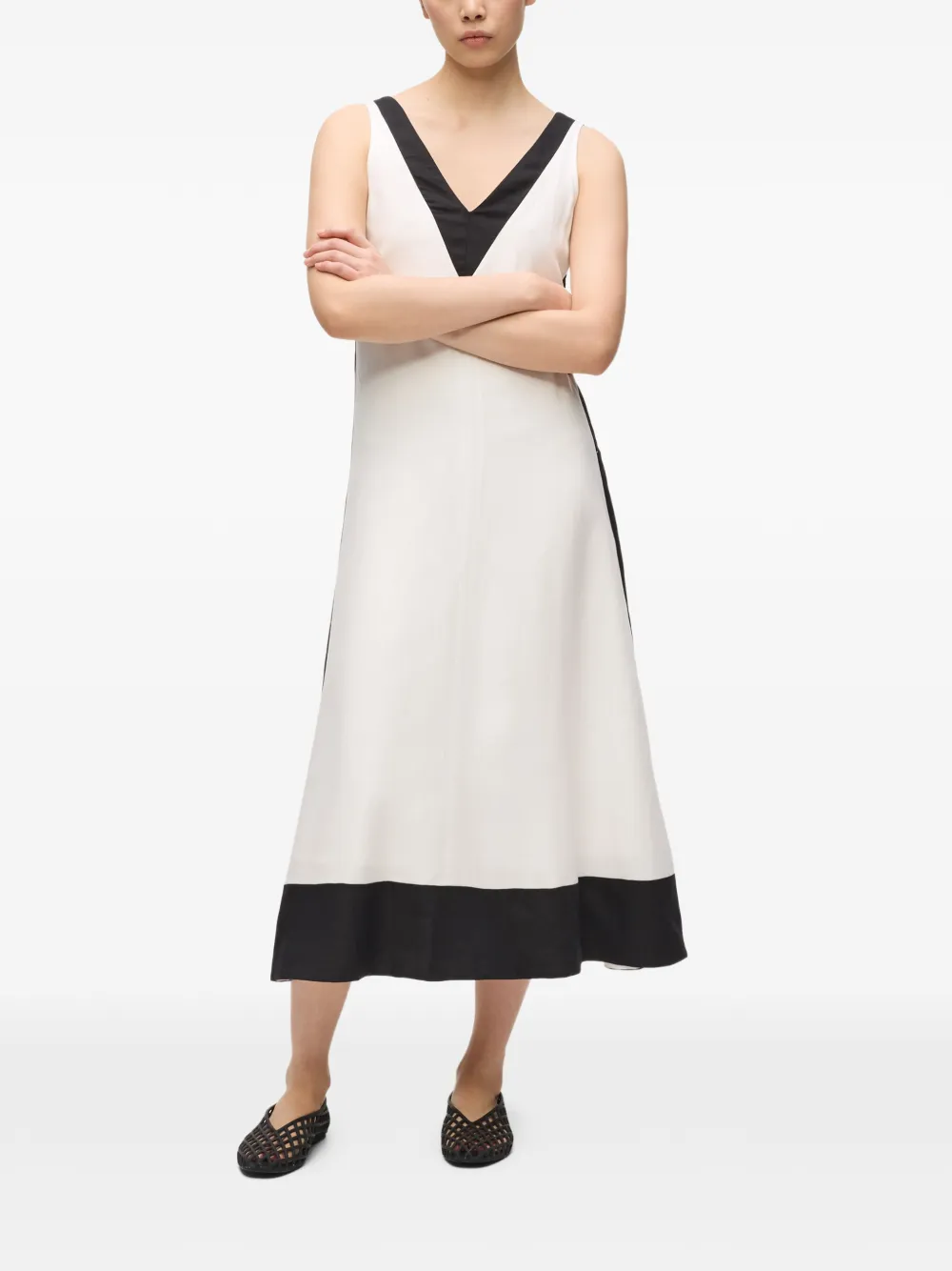 Karl Lagerfeld Monochrome midi-jurk met V-hals Wit