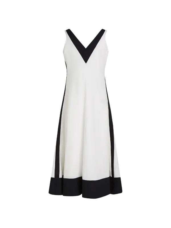 Karl Lagerfeld Monochrome V-neck Midi Dress - White Karl Lagerfeld Monochrome V-neck Midi Dress - White