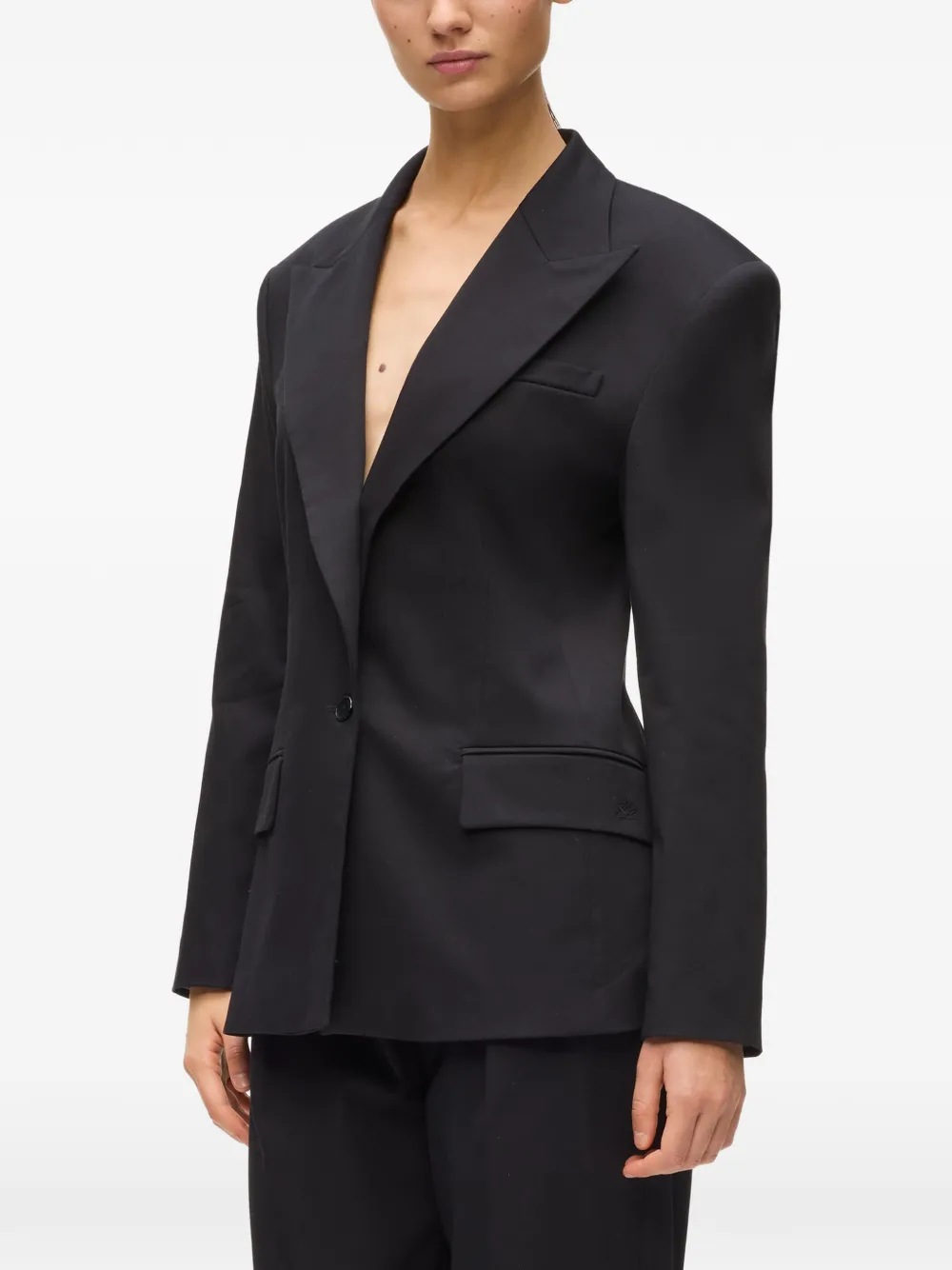 Karl Lagerfeld x Amber Valletta blazer met enkele rij knopen Zwart
