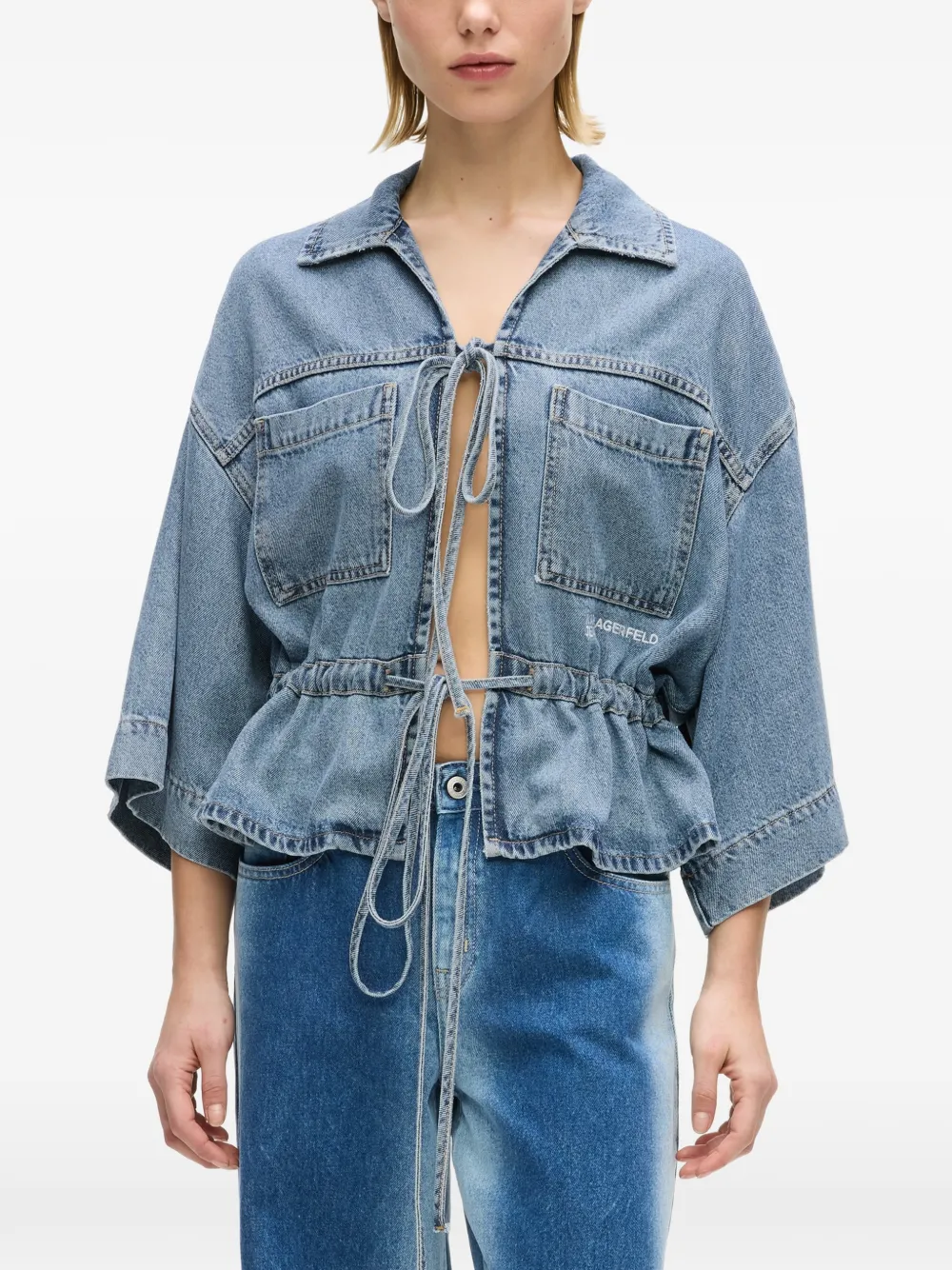  Karl Lagerfeld Jeans Tie Blouse - Blue 