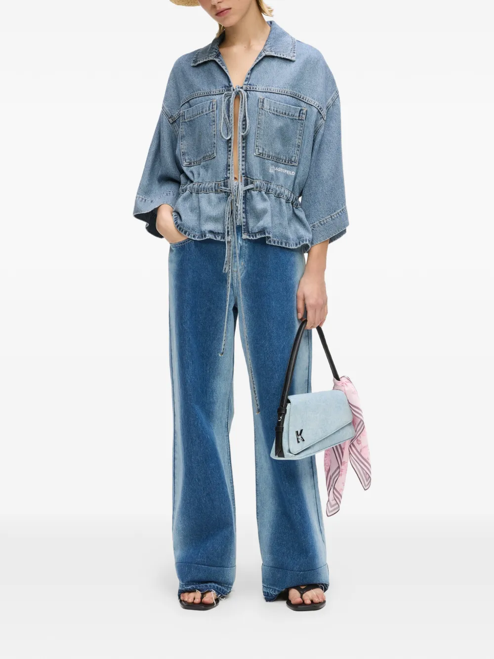  Karl Lagerfeld Jeans Tie Blouse - Blue 