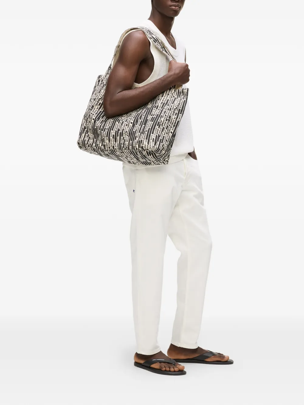 Karl Lagerfeld Jeans Omkeerbare schoudertas met all-over print Zwart
