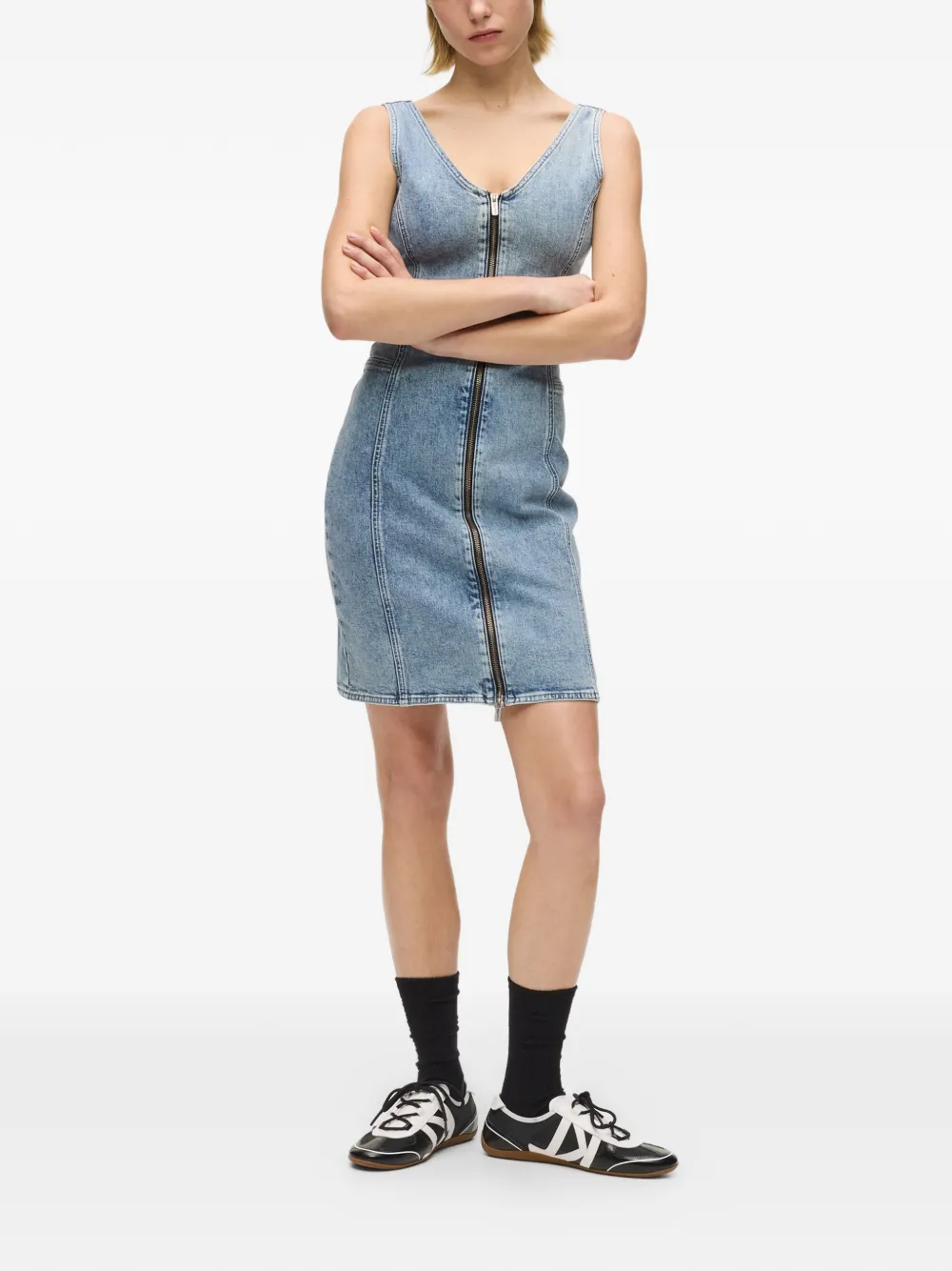 Karl Lagerfeld Jeans Mini-jurk met V-hals Blauw