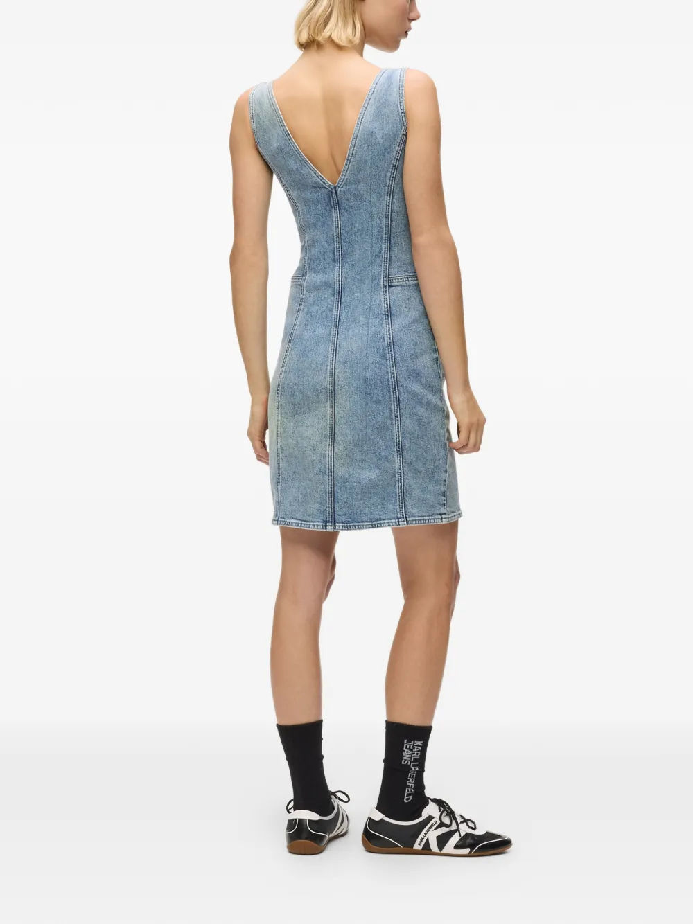 Karl Lagerfeld Jeans Mini-jurk met V-hals Blauw