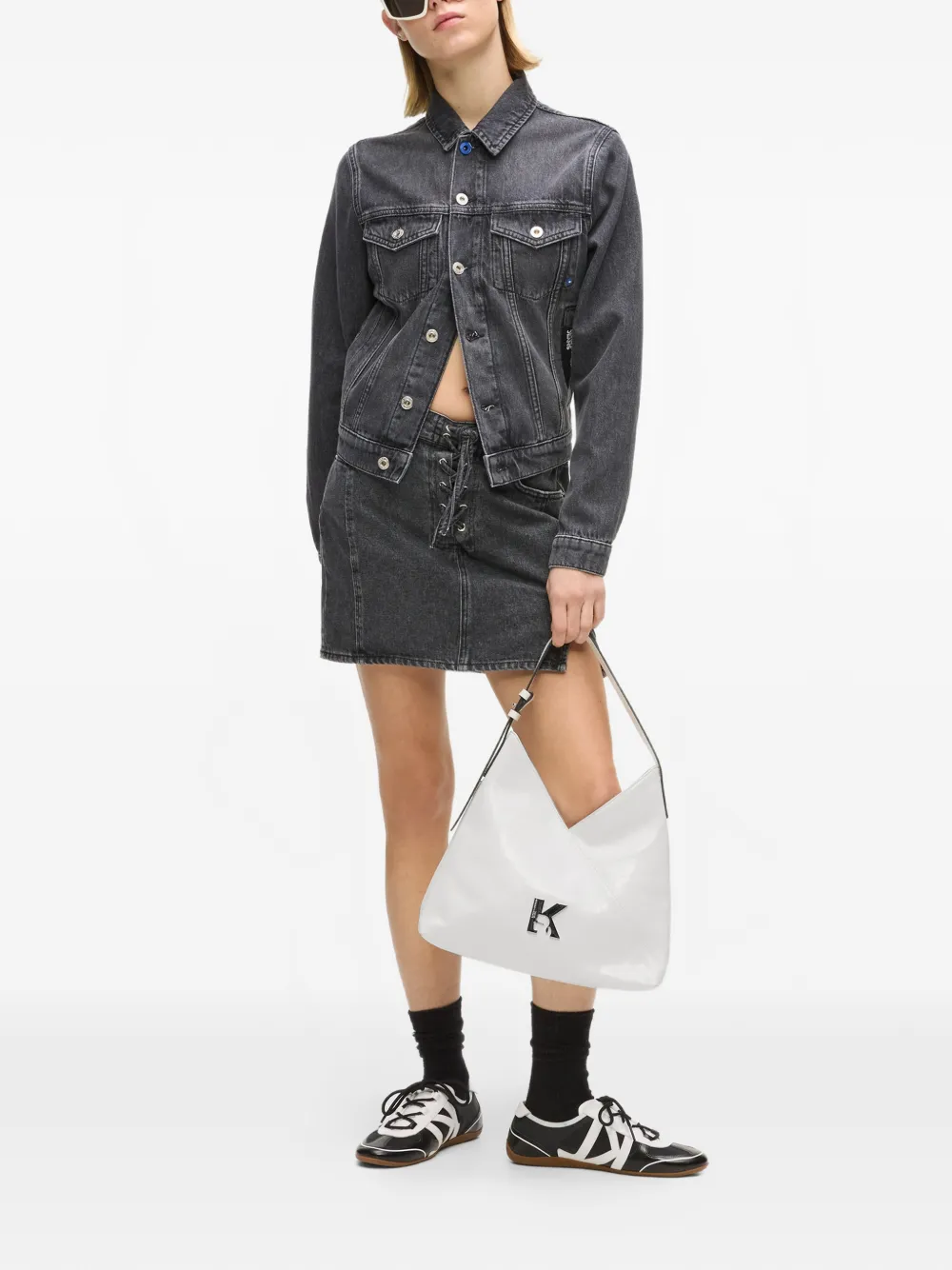 Karl Lagerfeld Jeans Borsa tote Geo piccola in pelle - Bianco