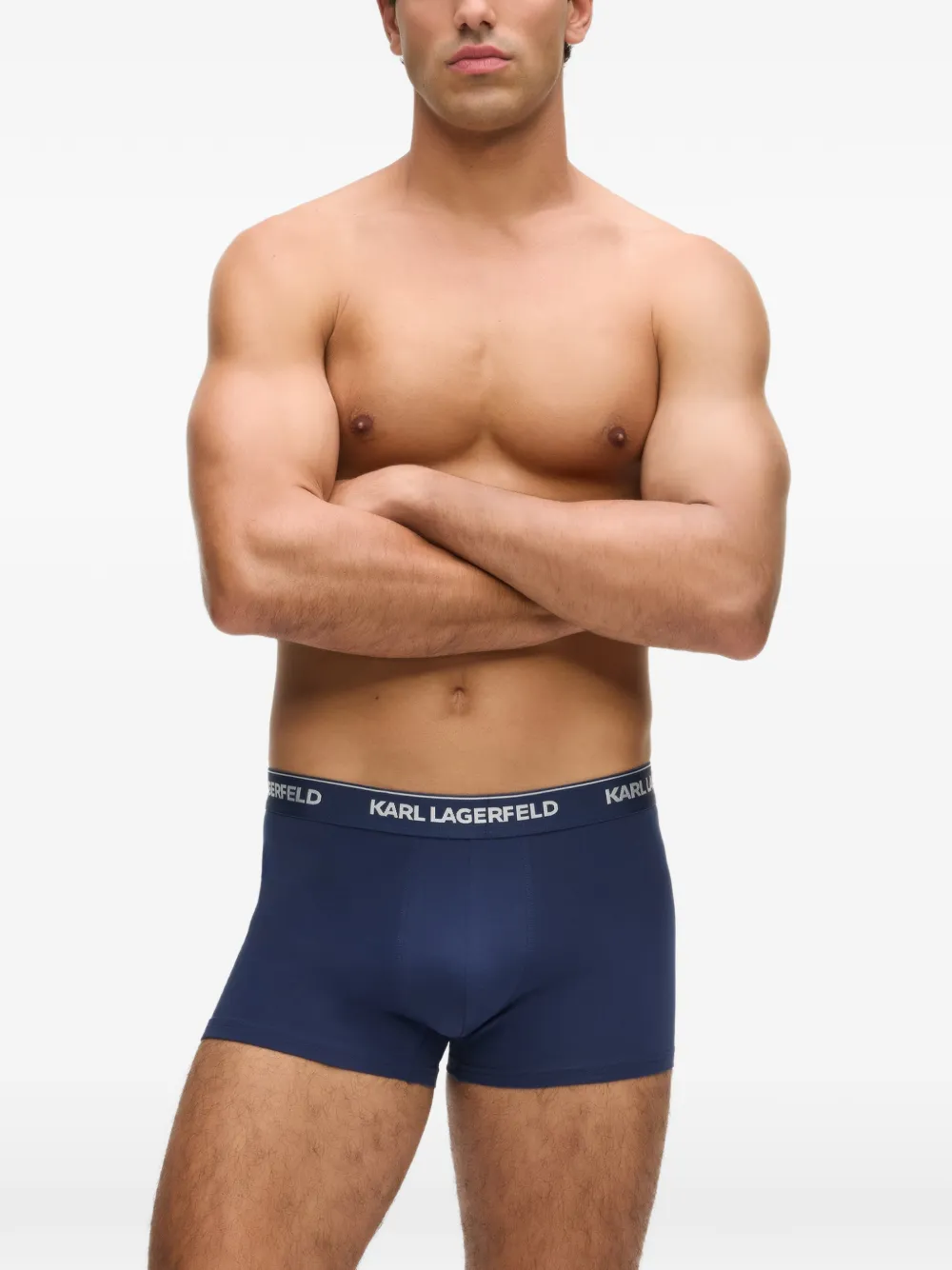 Karl Lagerfeld Drie boxershorts met logoband Blauw