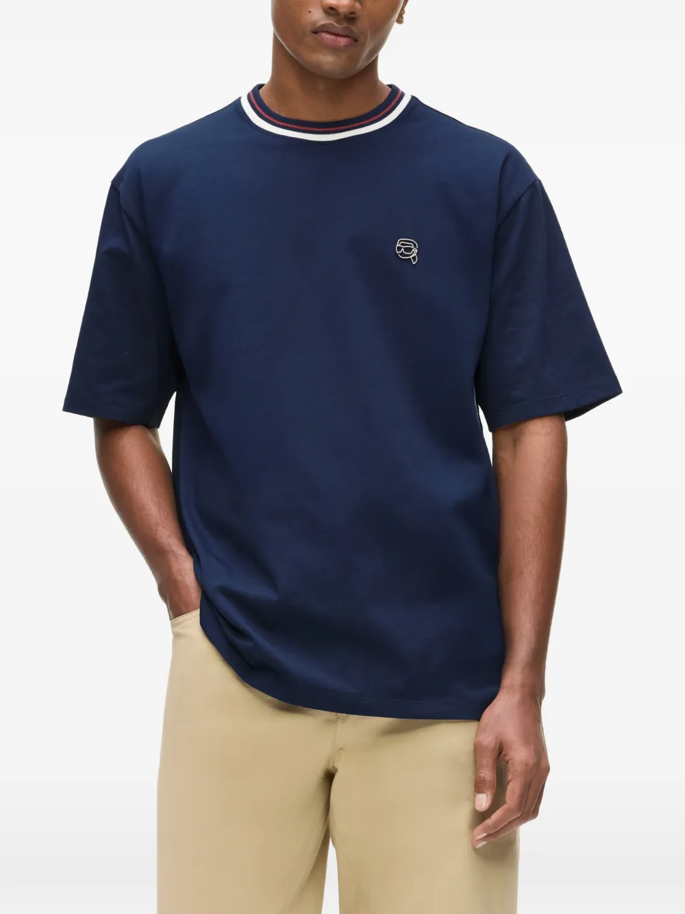 Karl Lagerfeld Ruimvallend gestreept T-shirt Blauw