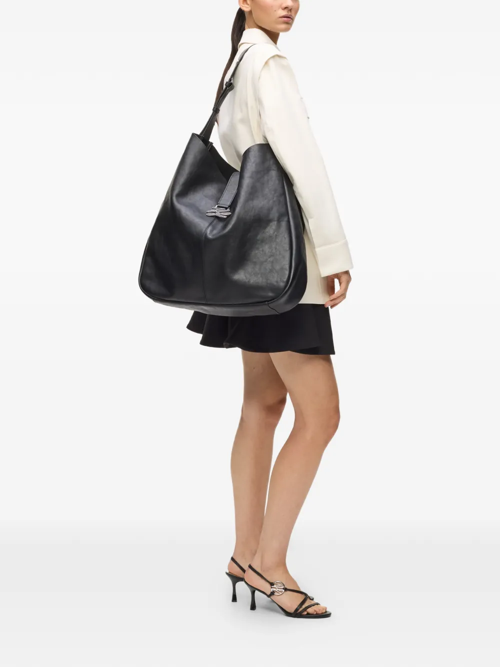 Karl Lagerfeld K Autograph extra grote leren schoudertas Zwart