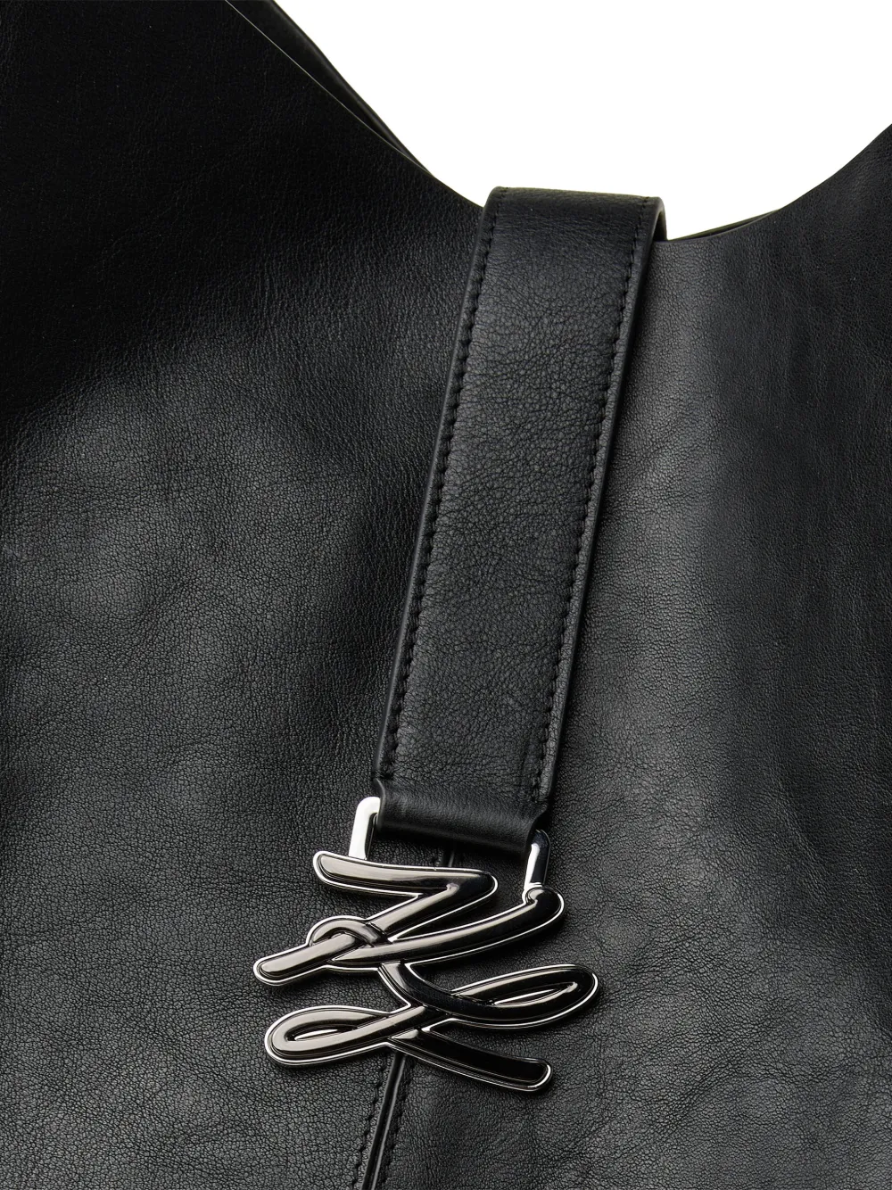 Karl Lagerfeld K Autograph extra grote leren schoudertas Zwart