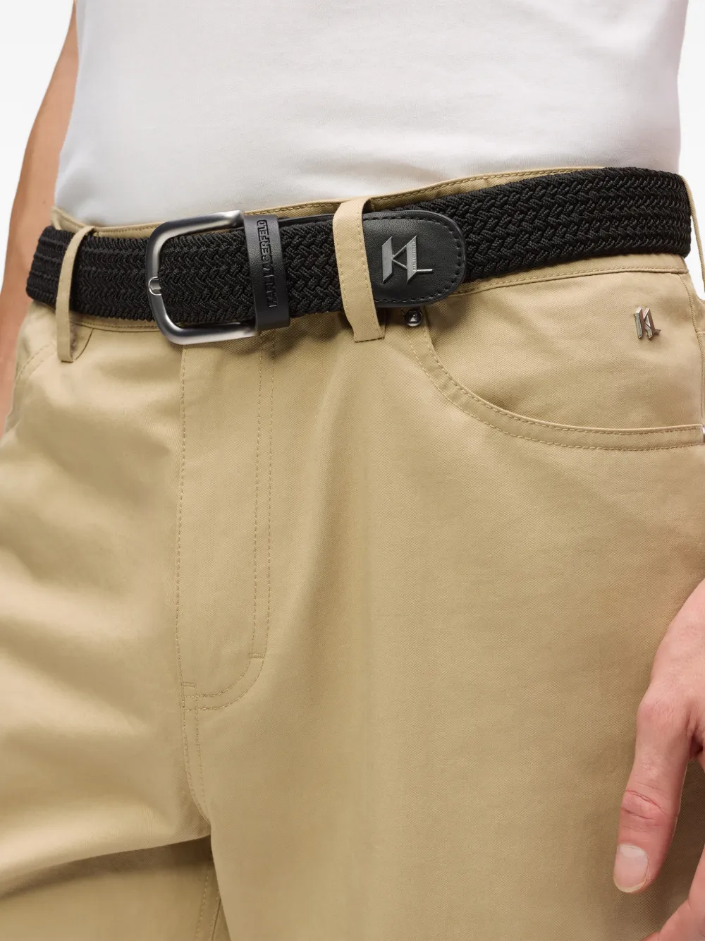 Karl Lagerfeld Riem met logoplakkaat en monogram Zwart