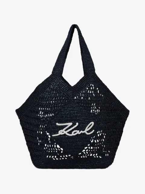 Karl Lagerfeld signature crochet large beach bag
