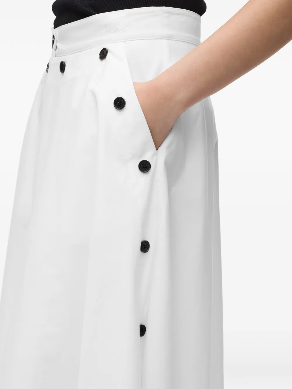 Karl Lagerfeld Midi-rok met knoop Wit