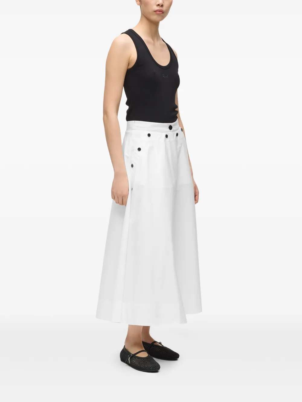  Karl Lagerfeld Button Midi Skirt - White 