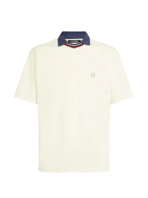 Karl Lagerfeld collared V-neck ikon T-shirt
