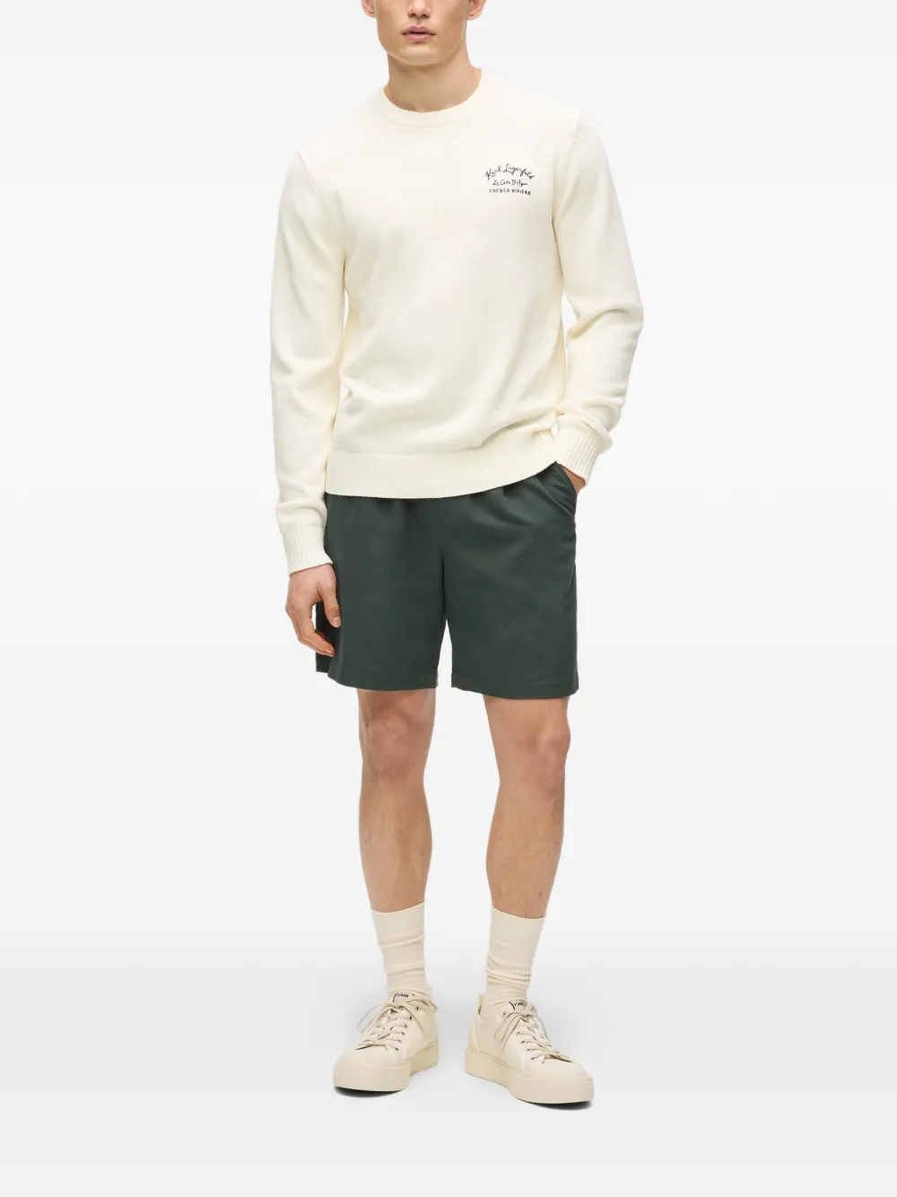  Karl Lagerfeld Côte D'azur Logo-embroidered Sweater - Neutrals 