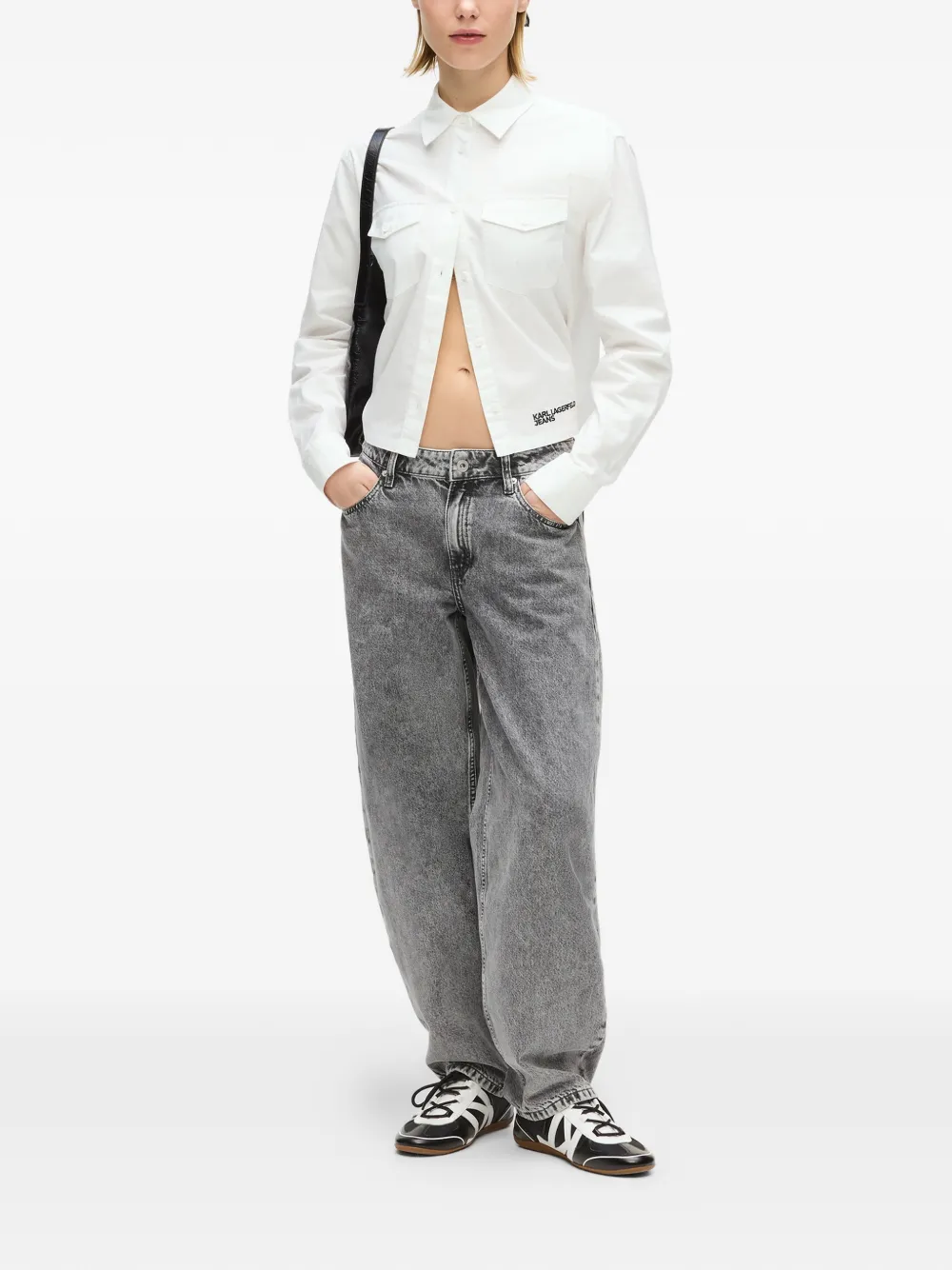 Karl Lagerfeld Jeans Blouse met klepzak en logo Wit