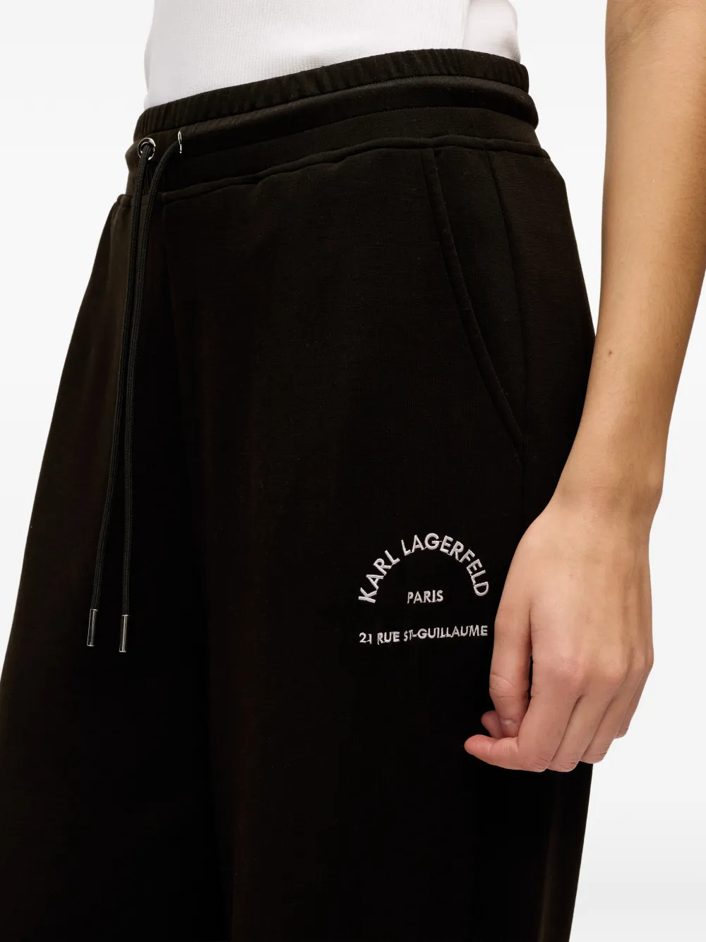 Karl Lagerfeld Rue St-Guillaume trainingsbroek met trekkoord en logodetail Zwart
