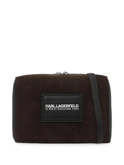 Karl Lagerfeld faux suede messenger bag