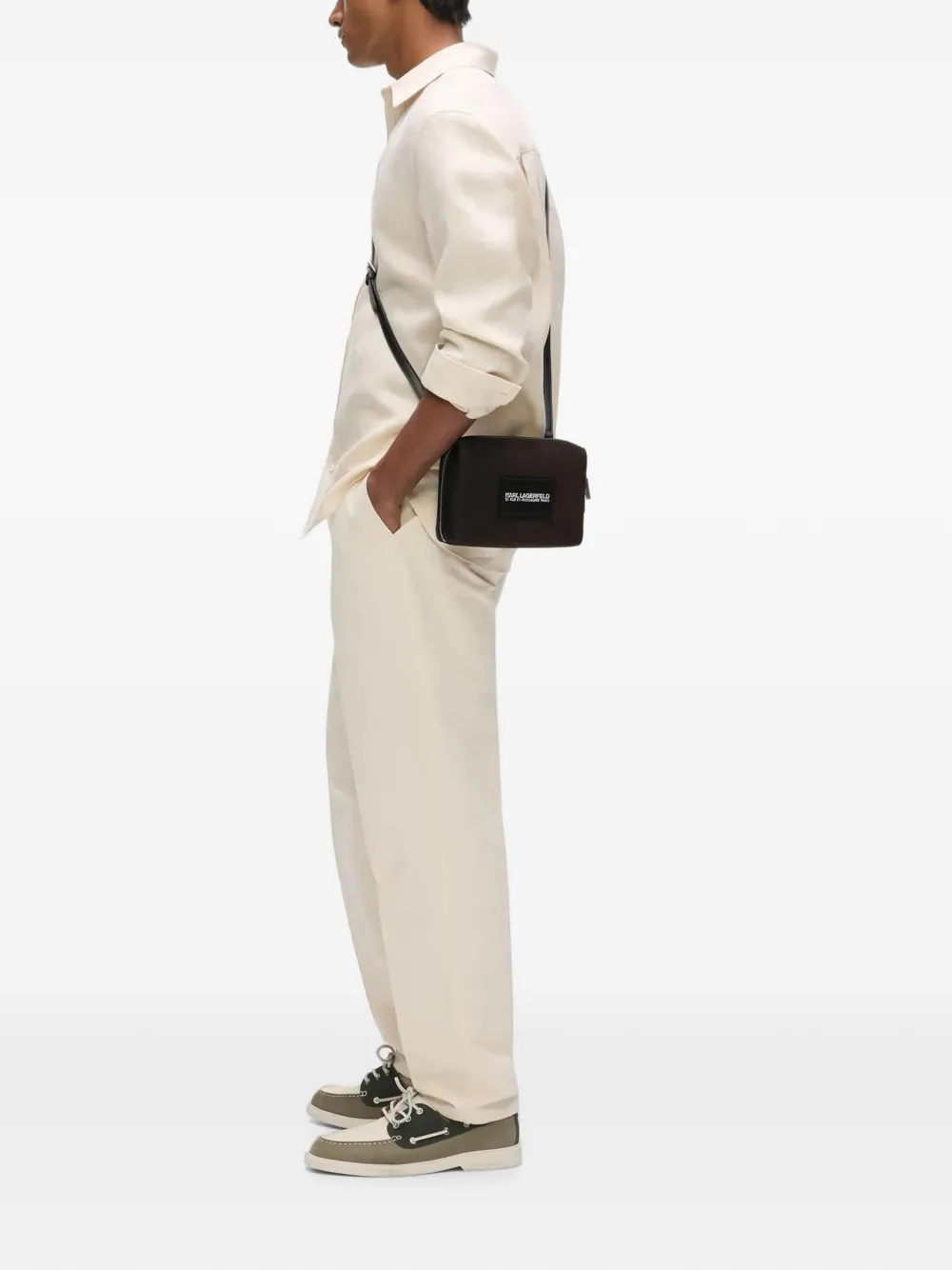 Karl Lagerfeld Messengertas van imitatie suède Bruin