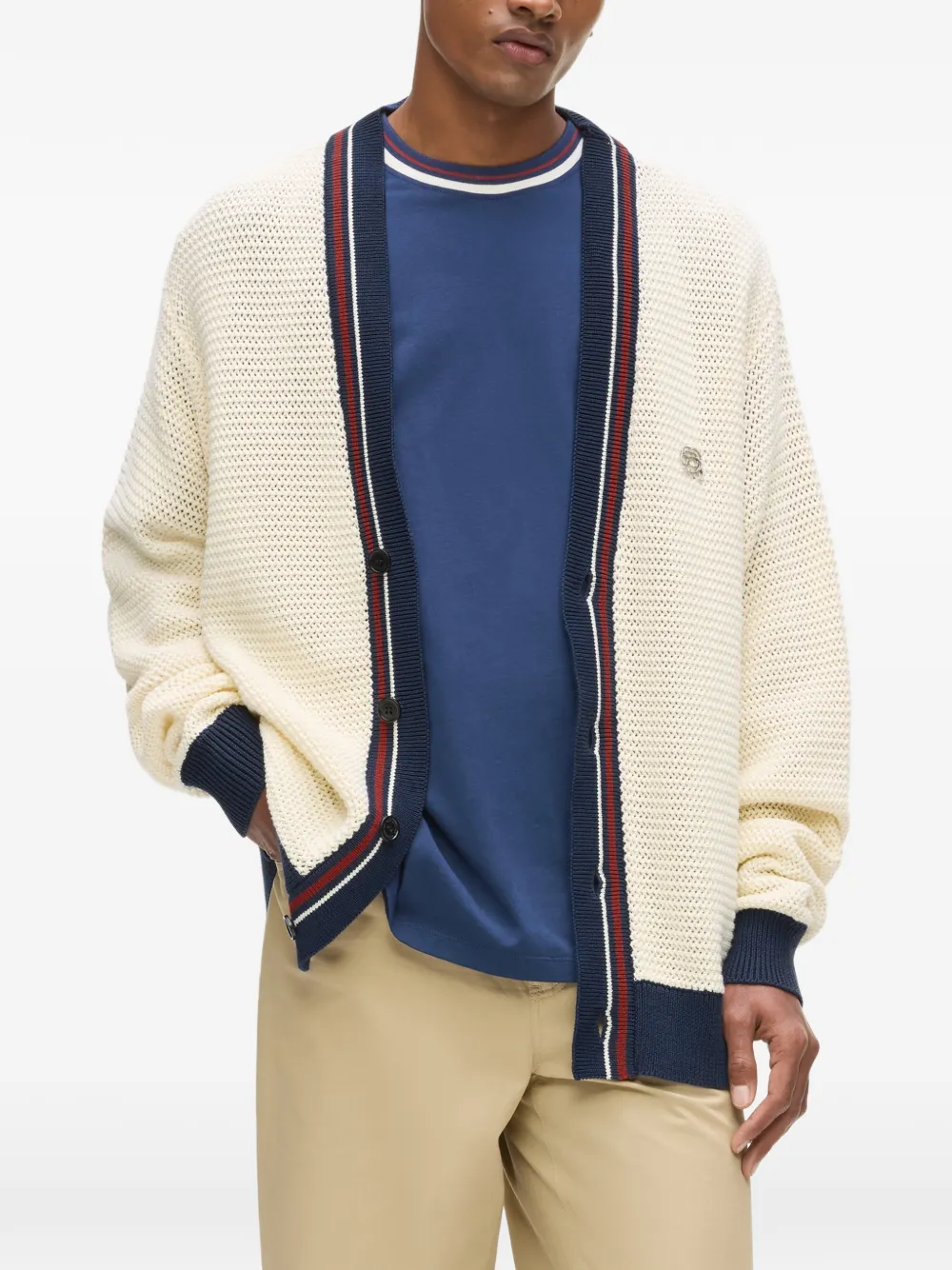  Karl Lagerfeld Ikon Structure Striped Cardigan - Neutrals 