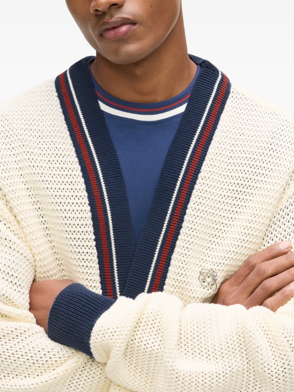 Karl Lagerfeld Ikon gestreept vest met structuur Beige