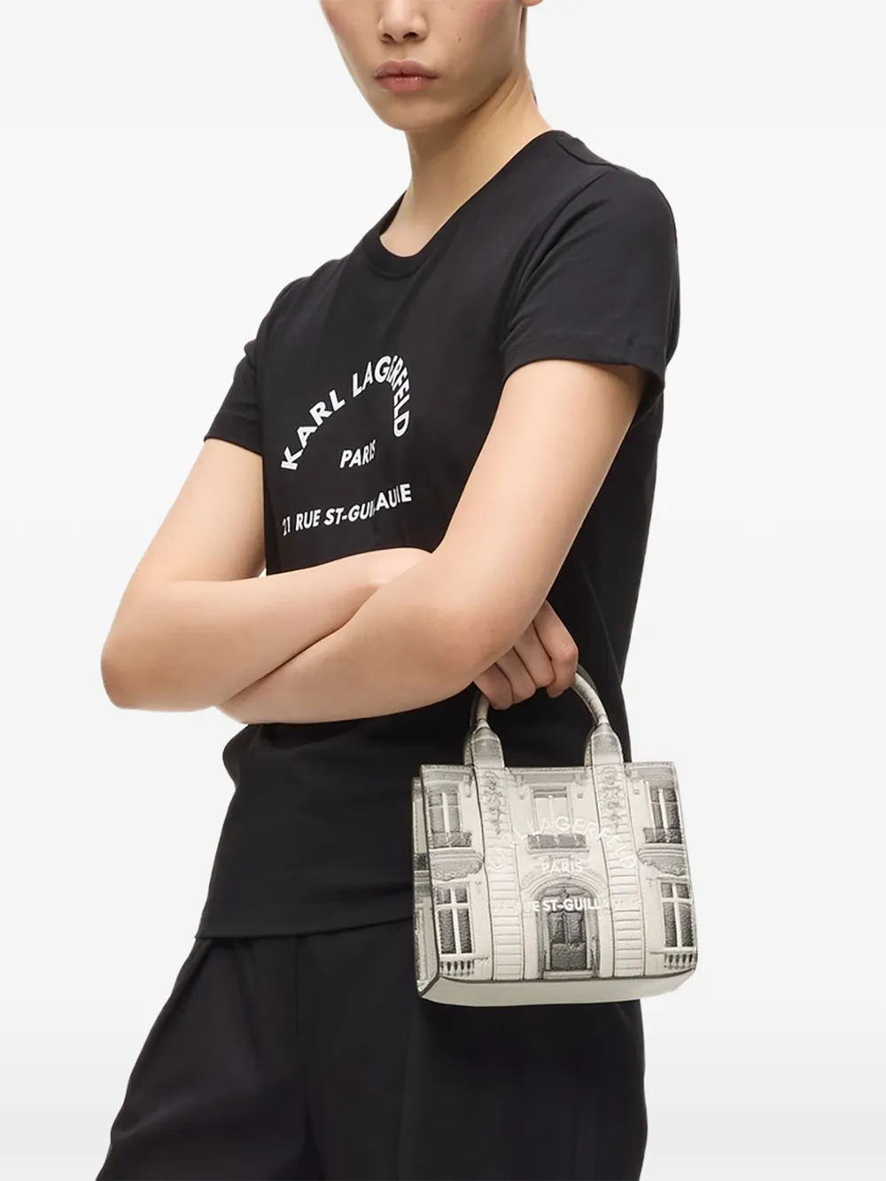 Karl Lagerfeld Borsa tote Rue St-Guillaume Maison mini - Toni neutri