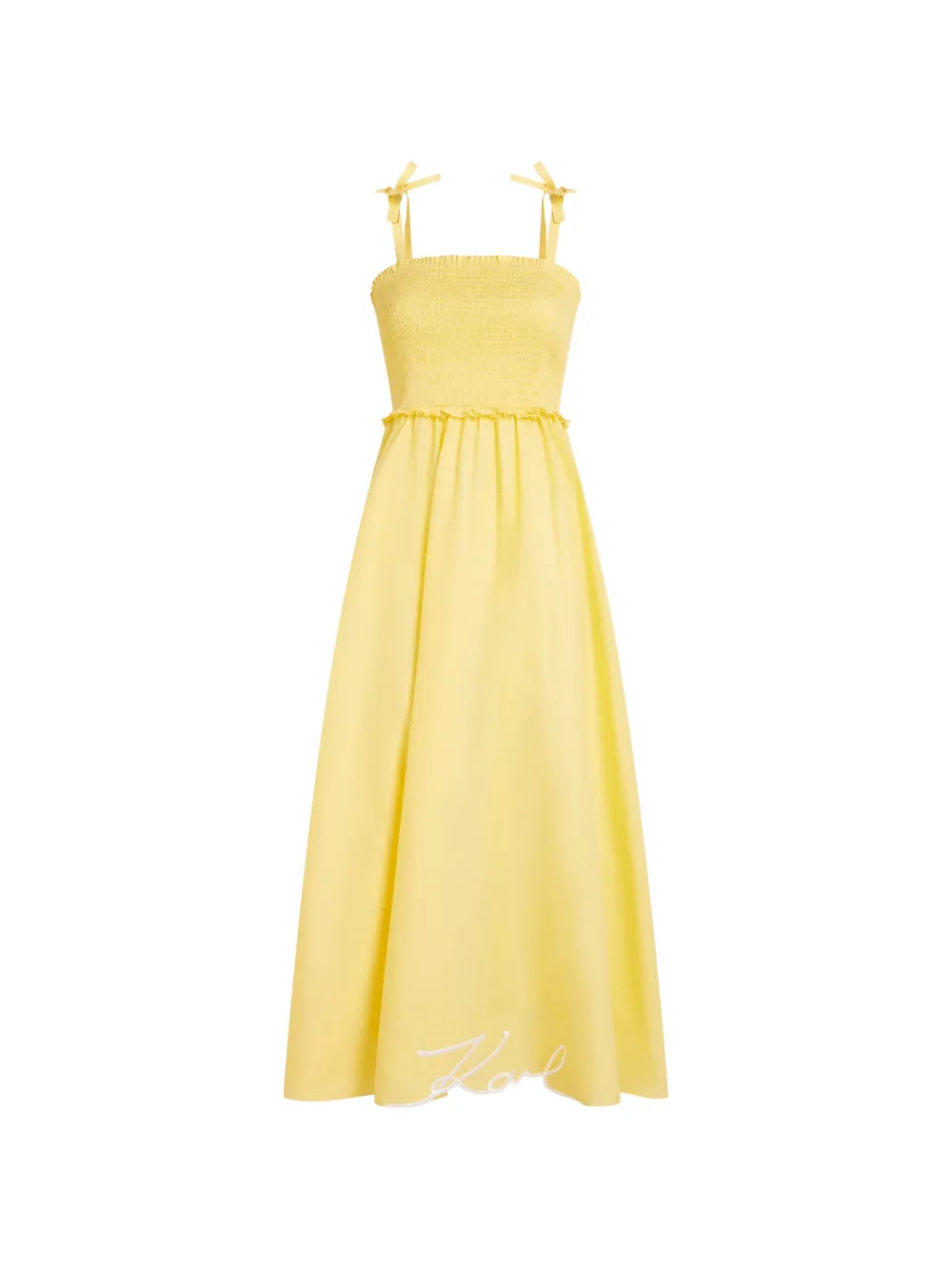 Karl Lagerfeld Abito lungo Signature con fiocco - Giallo