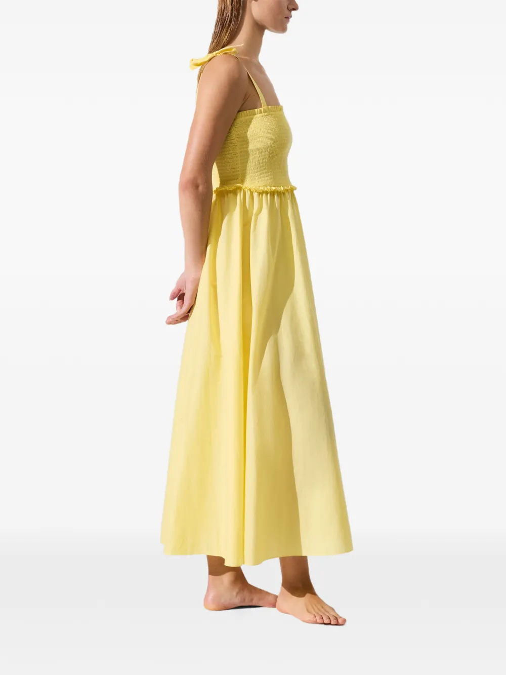 Karl Lagerfeld Signature doorzichtige maxi-jurk met strikdetail Geel