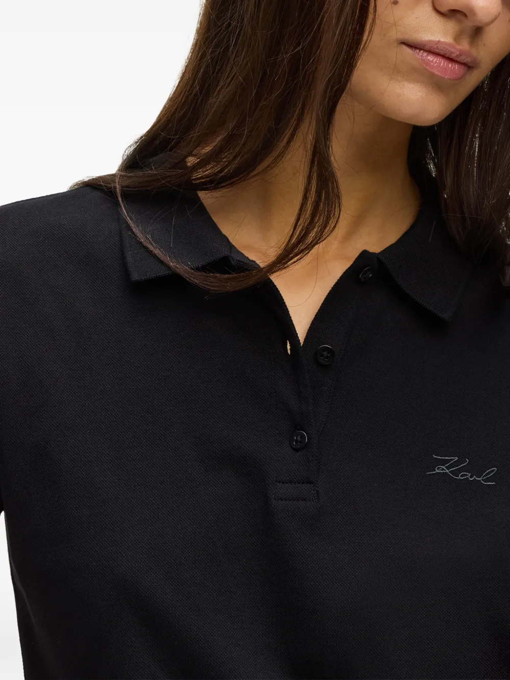 Karl Lagerfeld Piqué poloshirt met klassieke kraag Zwart