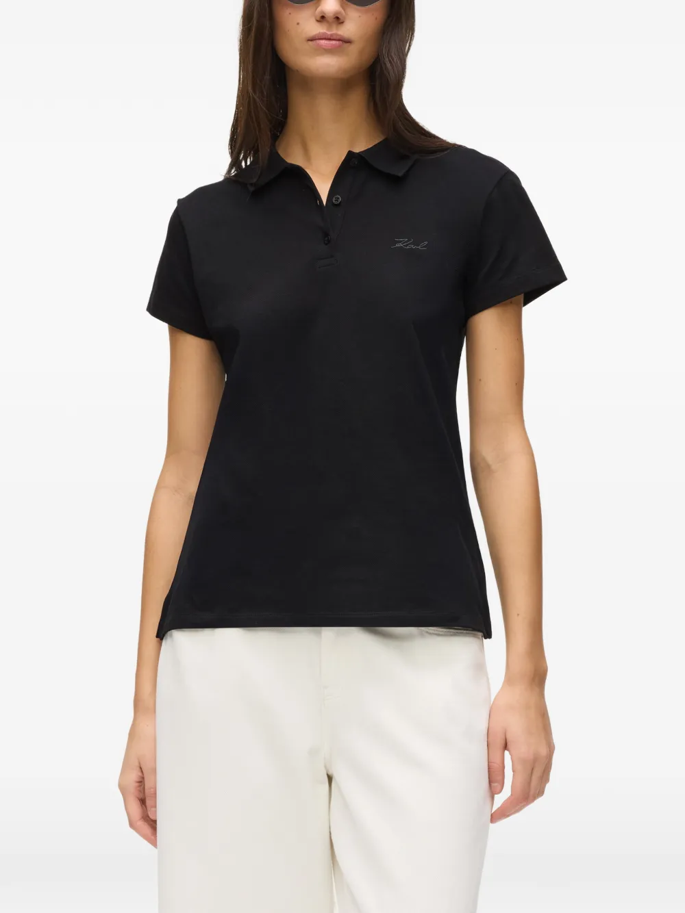 Karl Lagerfeld Piqué poloshirt met klassieke kraag Zwart