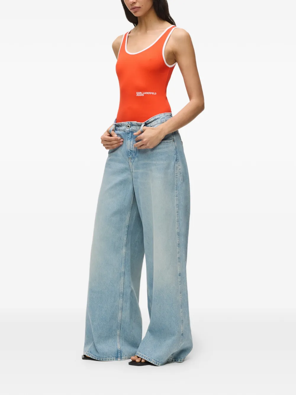 Karl Lagerfeld Jeans Geribbelde top Oranje