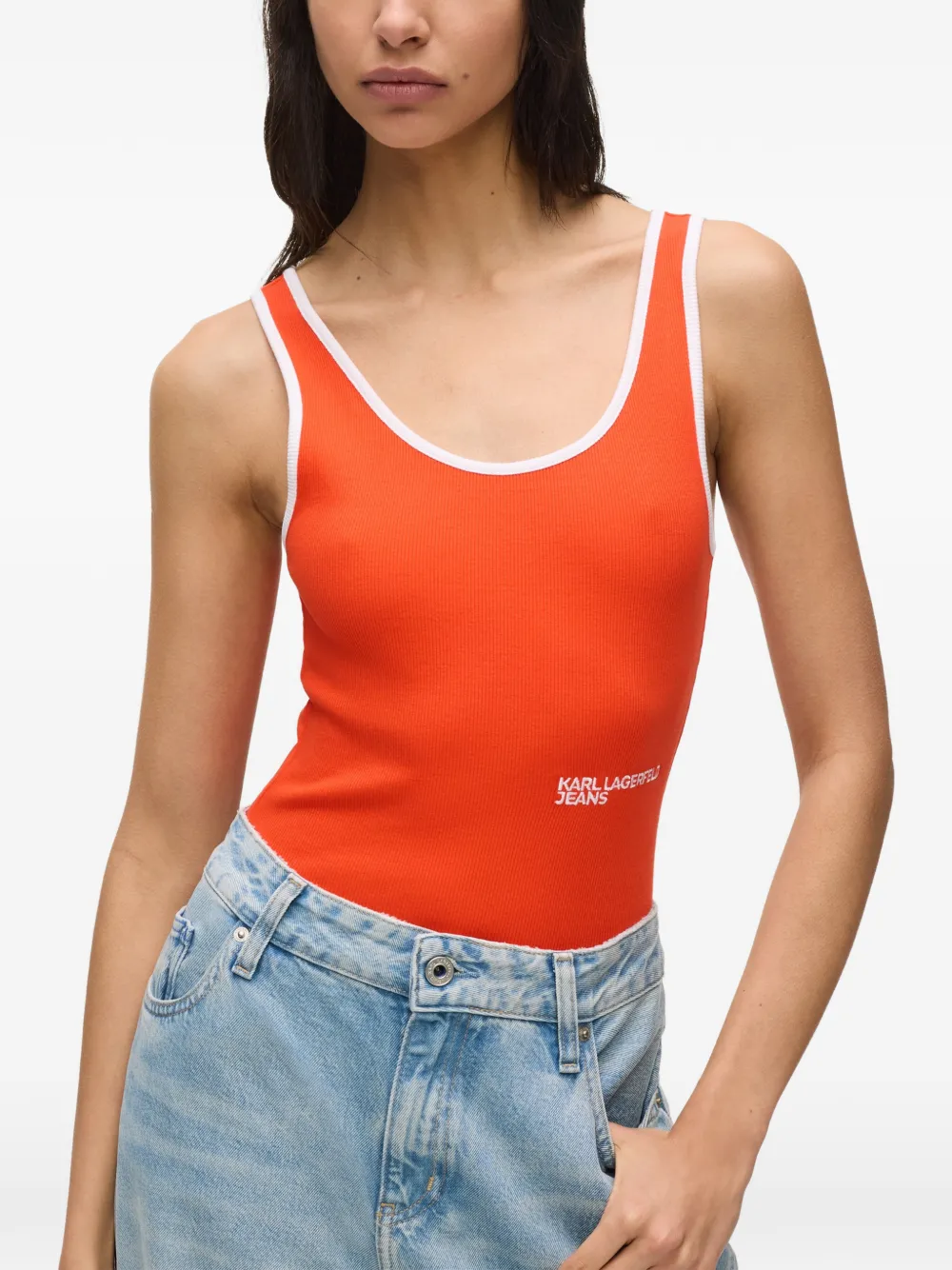 Karl Lagerfeld Jeans Geribbelde top Oranje