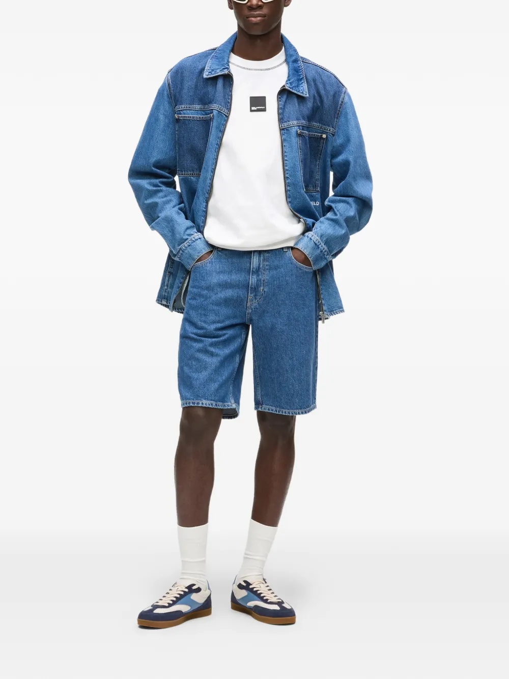 Karl Lagerfeld Jeans Shorts met vijf zakken Blauw