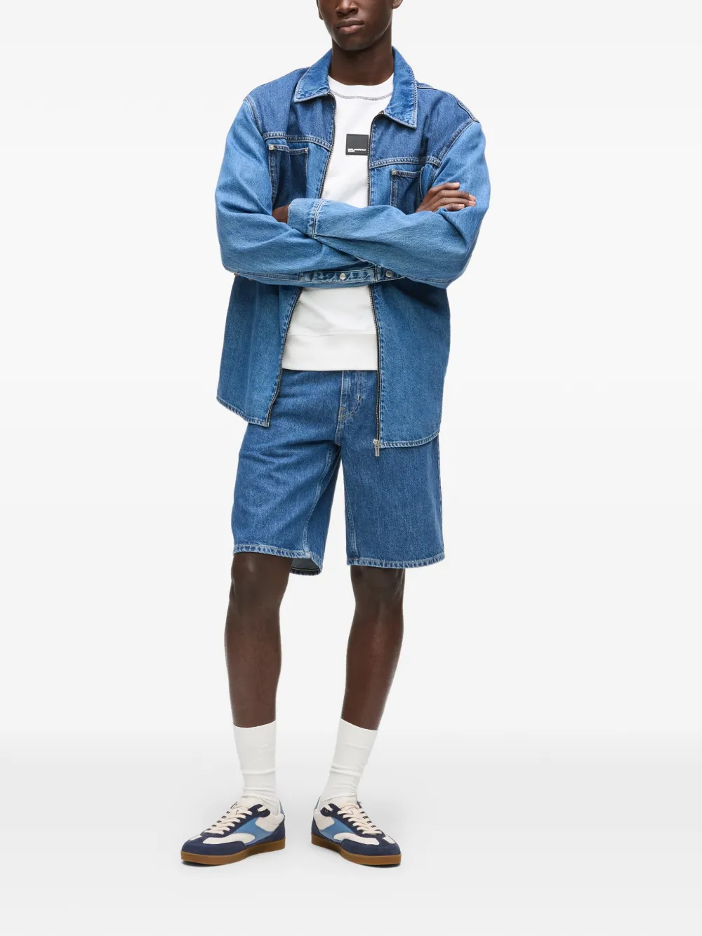Karl Lagerfeld Jeans Shorts met vijf zakken Blauw