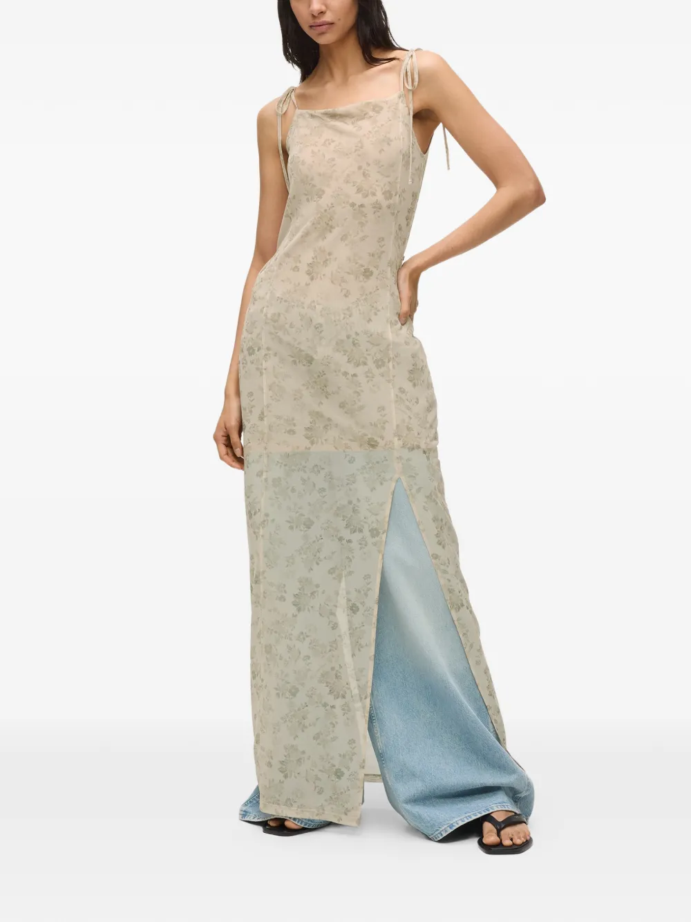 Karl Lagerfeld Jeans Maxi-jurk met bloemenprint Beige