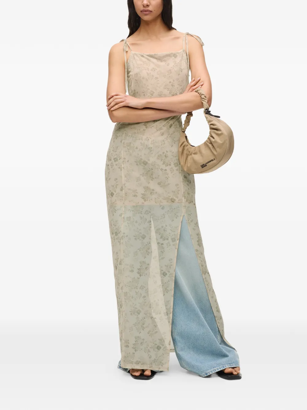 Karl Lagerfeld Jeans Maxi-jurk met bloemenprint Beige