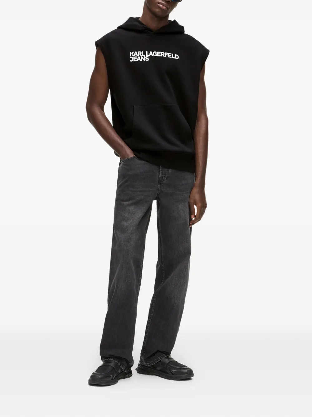 Karl Lagerfeld Jeans Mouwloze hoodie Zwart