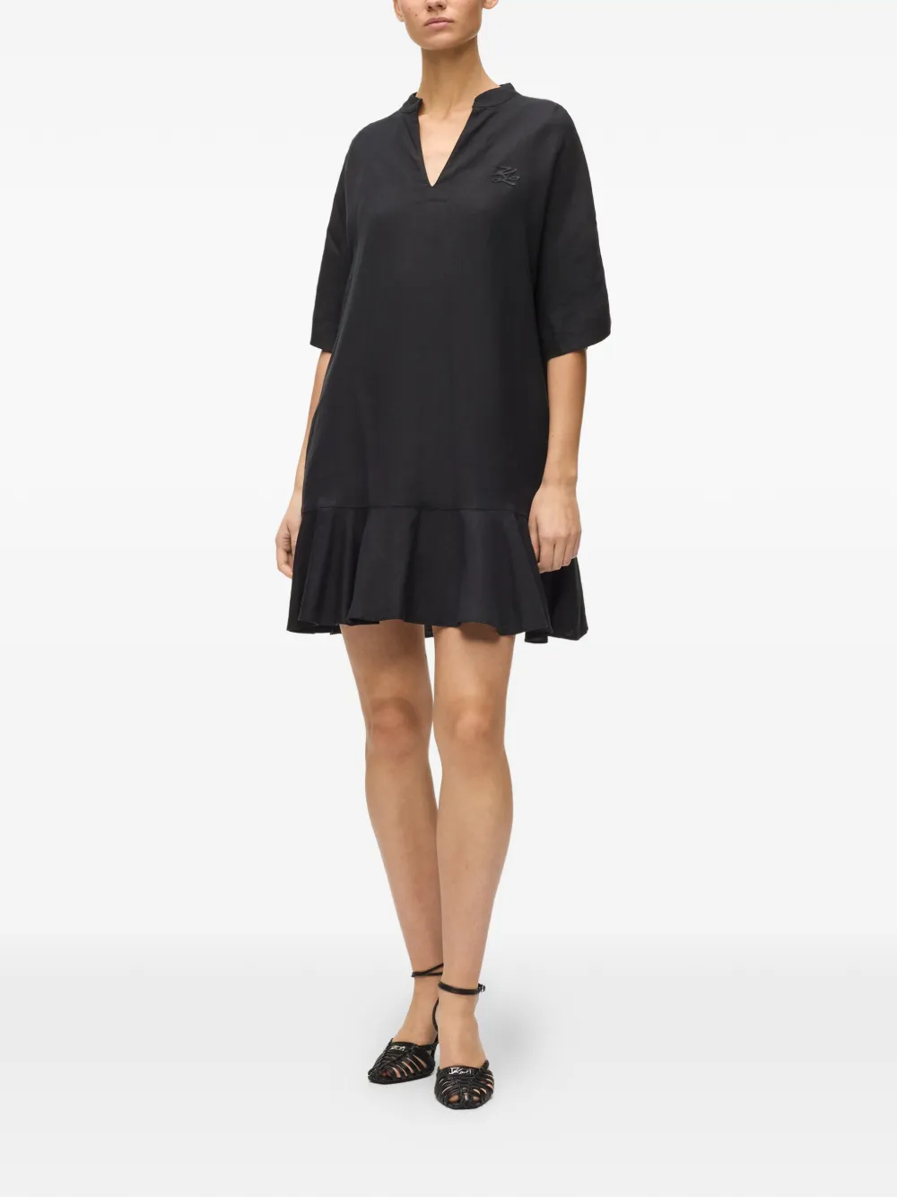  Karl Lagerfeld Ruffled-hem Shift Dress - Black 
