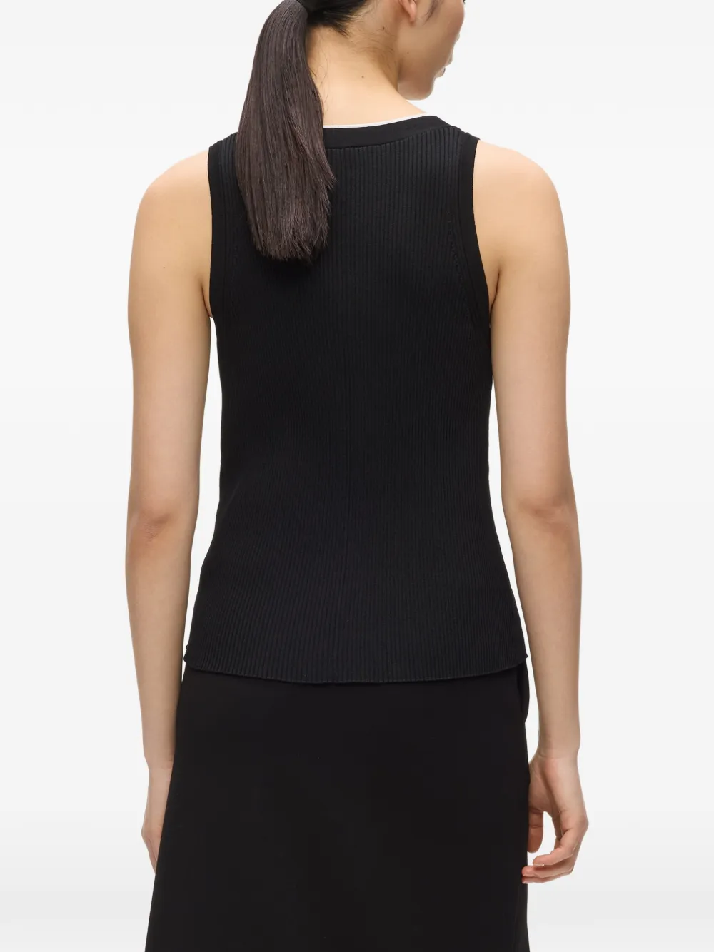 Karl Lagerfeld Gebreide top met logodetail en V-hals Zwart
