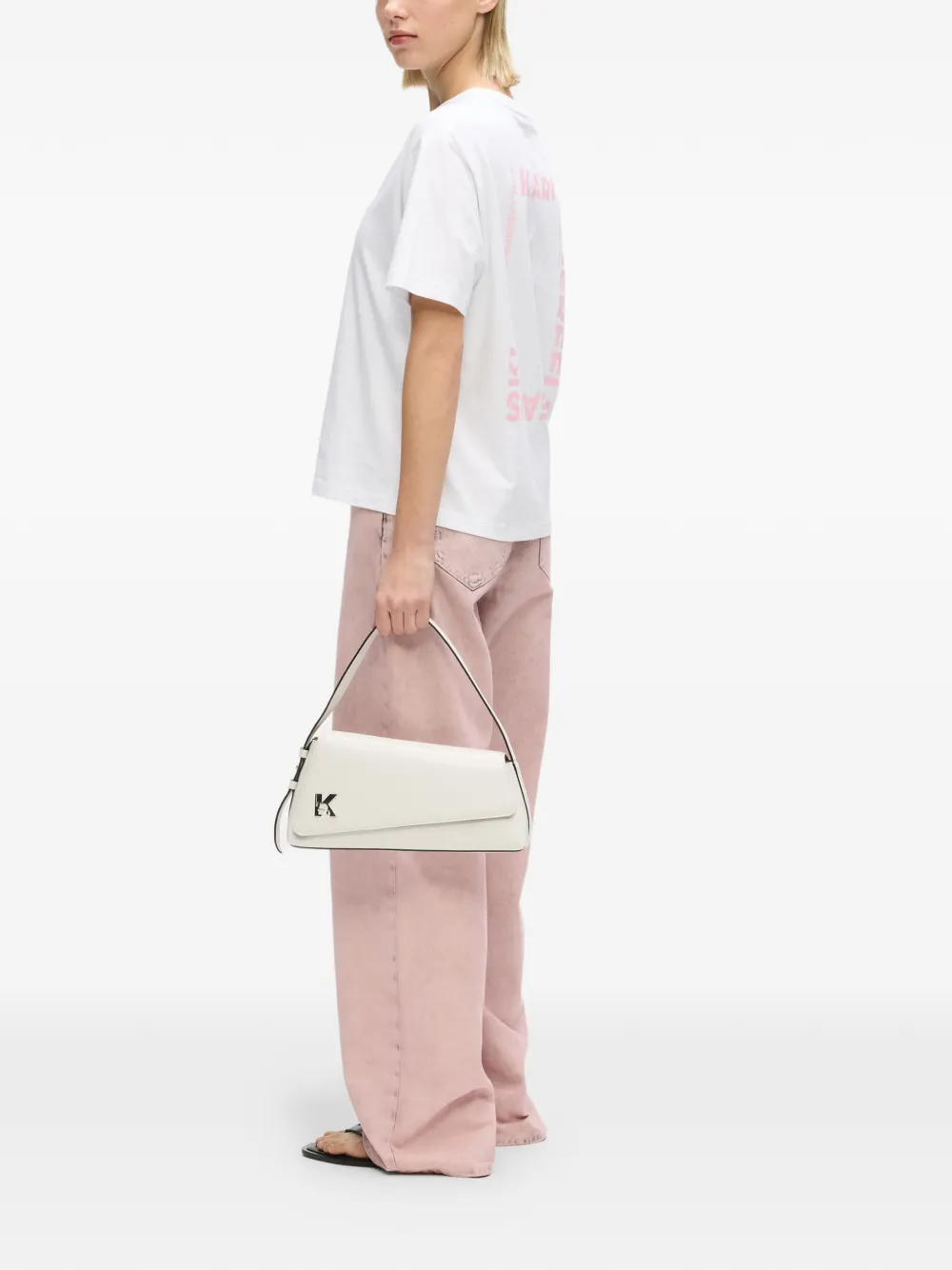 Karl Lagerfeld Jeans Geo Leather Shoulder Bag - White 