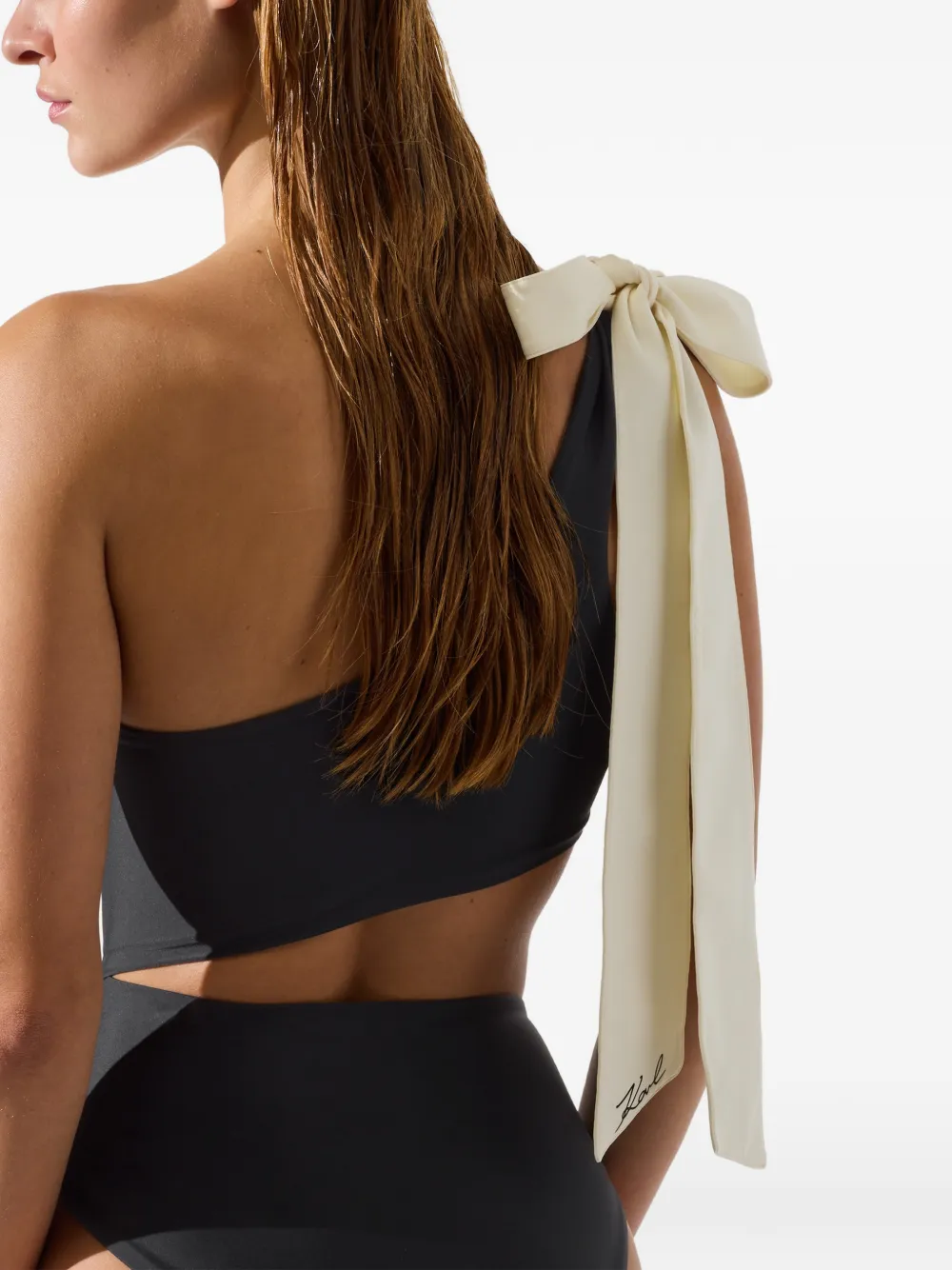 bow-detail one-shoulder cheeky swimsuit