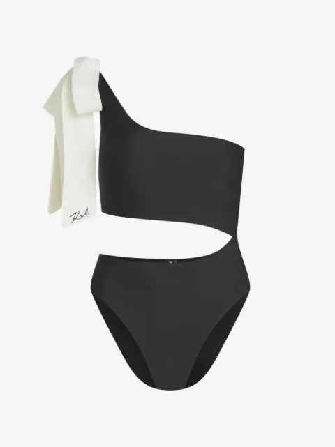 Karl Lagerfeld bow-detail one-shoulder swimsuit