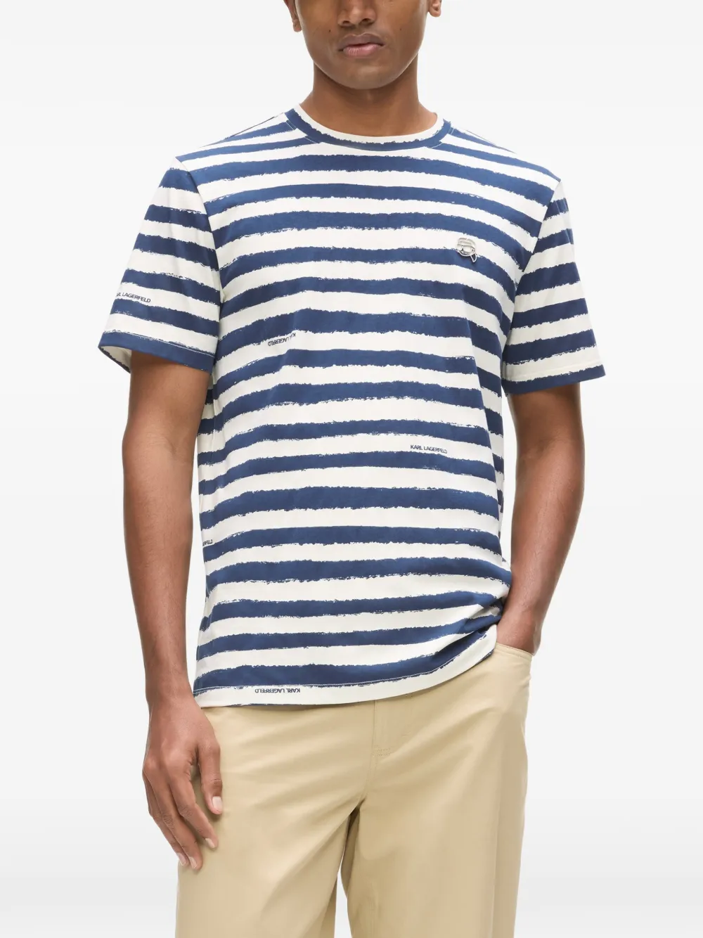 Karl Lagerfeld Gestreept T-shirt met print Blauw
