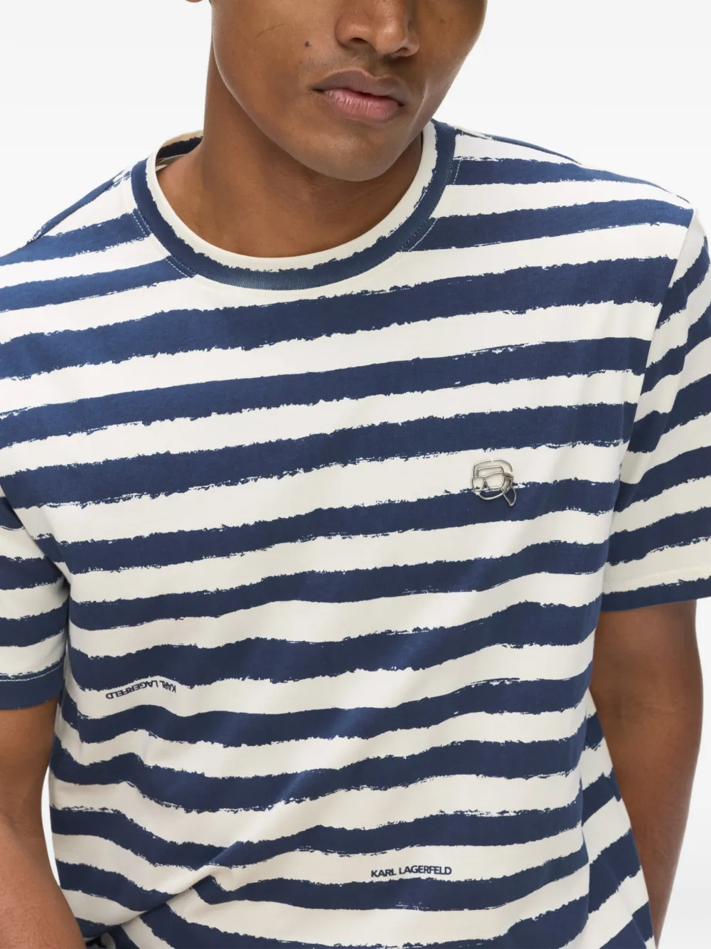 Karl Lagerfeld Gestreept T-shirt met print Blauw