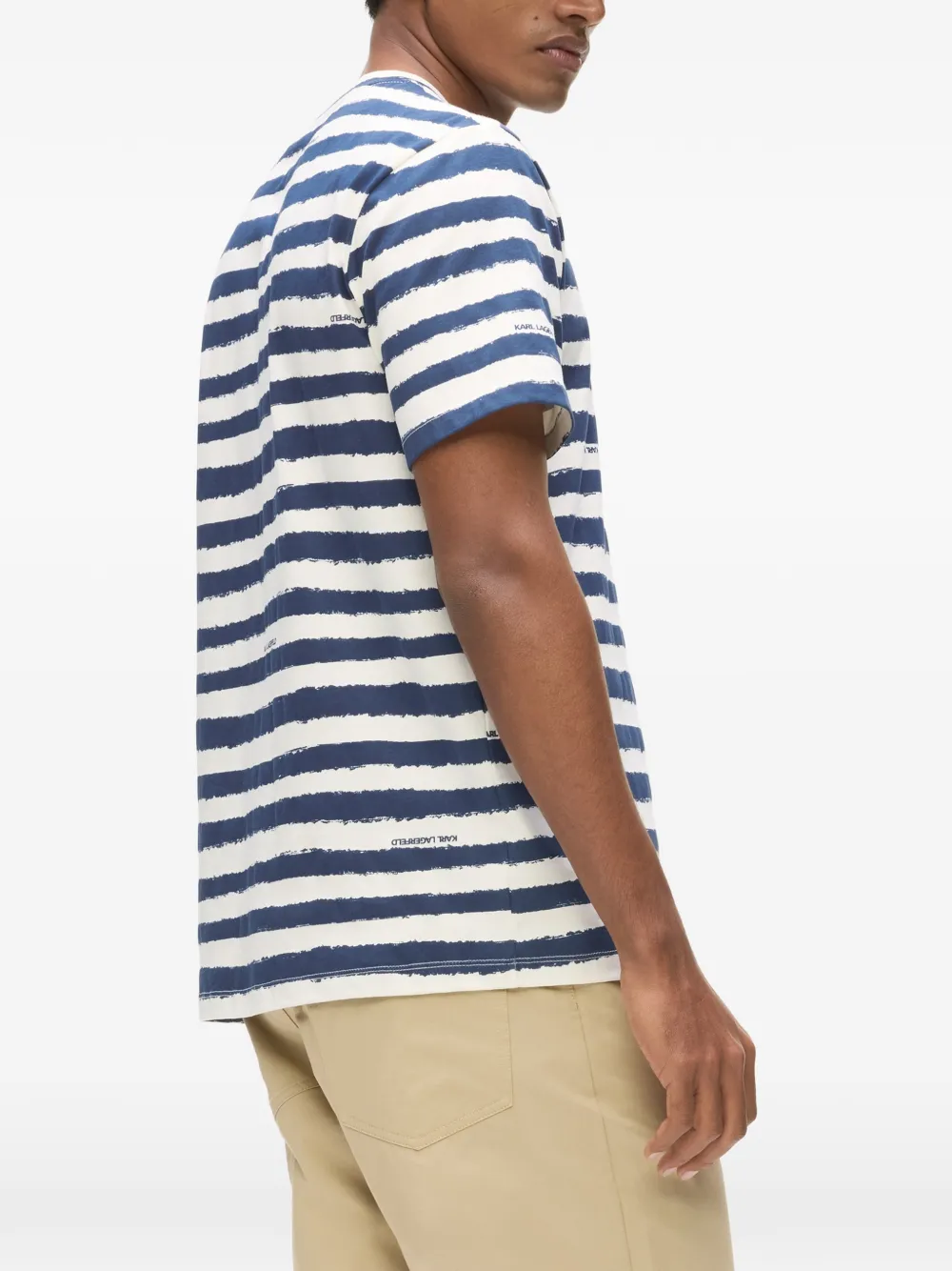 Karl Lagerfeld Gestreept T-shirt met print Blauw