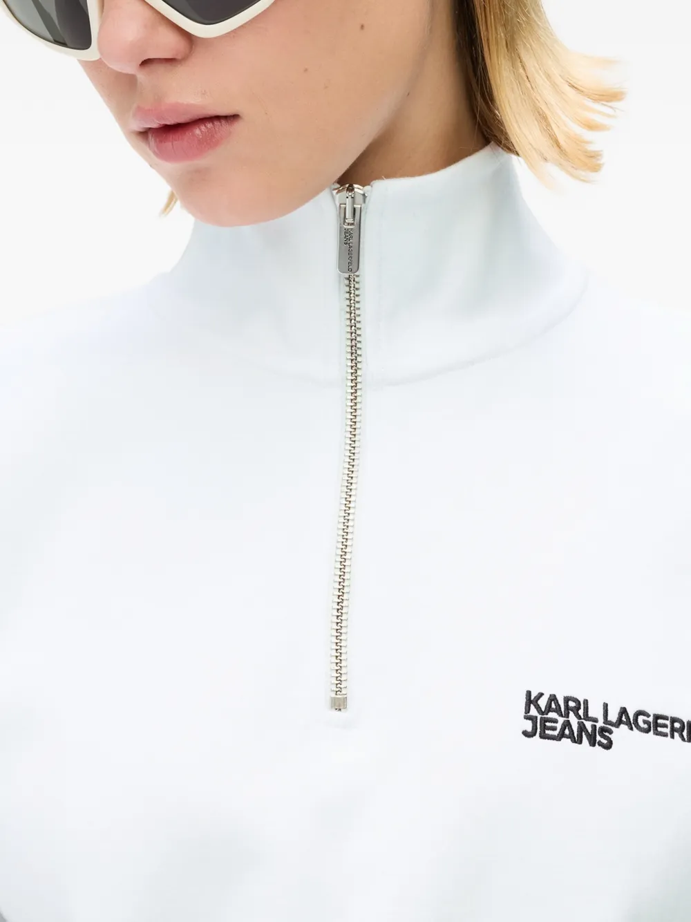 Karl Lagerfeld Jeans Sweater met halve rits Wit